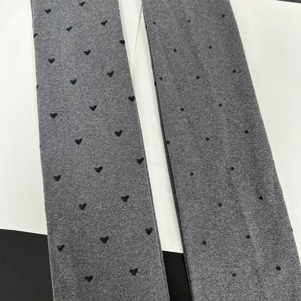 Grey Polka Dot Tights Elastic Good Stretch Women's Winter Leggings Slim Fit Polka Dot Heart Pattern Body Stockings