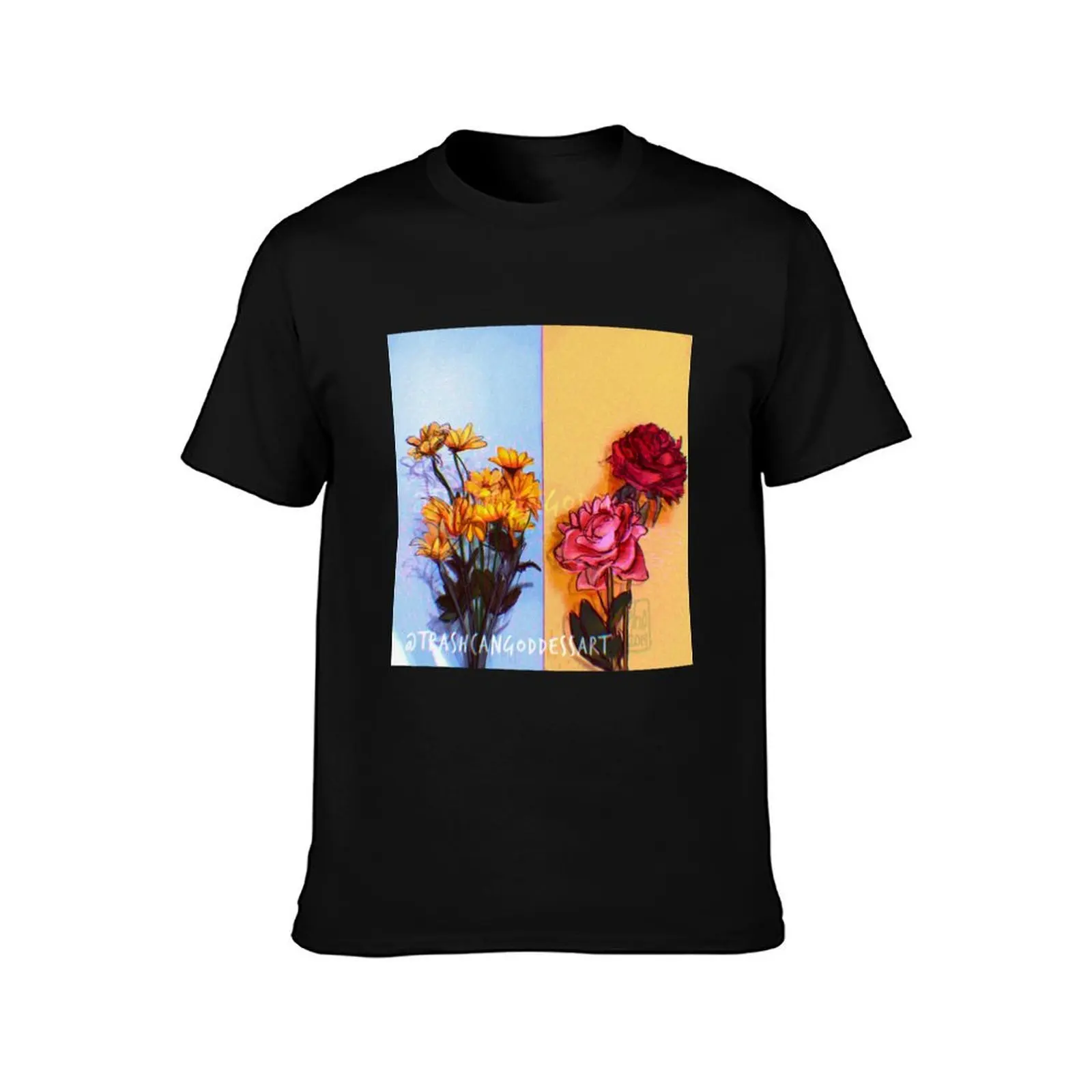 two tone flowers T-Shirt Casual Simple Design Short Sleeve Shirt T-Shirt