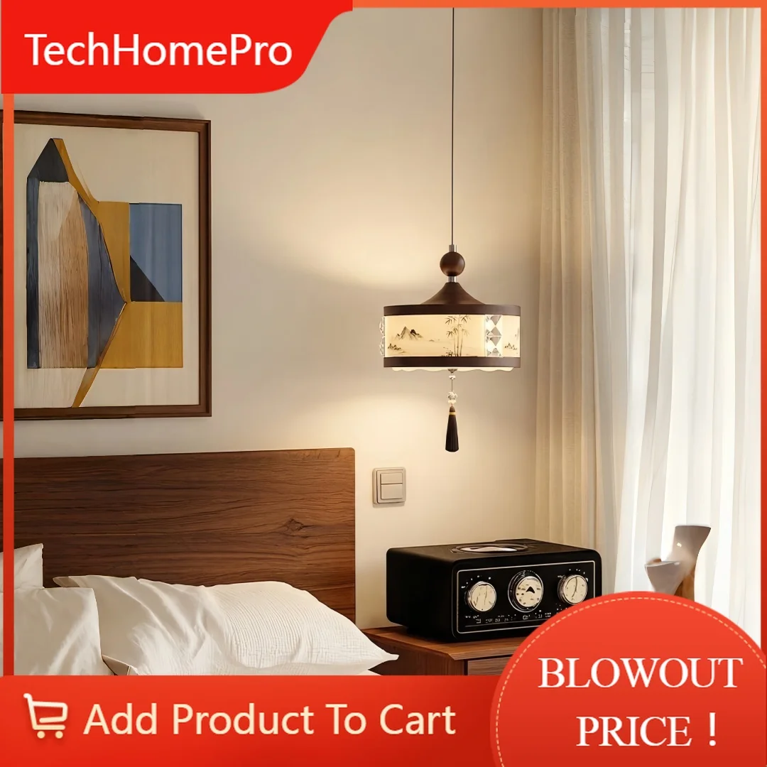 TechHPVintage Floral Pattern Pendant Light Modern Artistic Hanging Lamp For Living Room Bedroom Dining Room Kitchen Cafe Home De