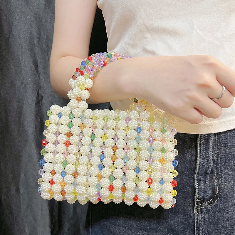 Fashion Cross Border Handmade Beaded Women's Bags Niche Design Weaving Banquet Handbag Colorful Multi Style Color Production Bag
