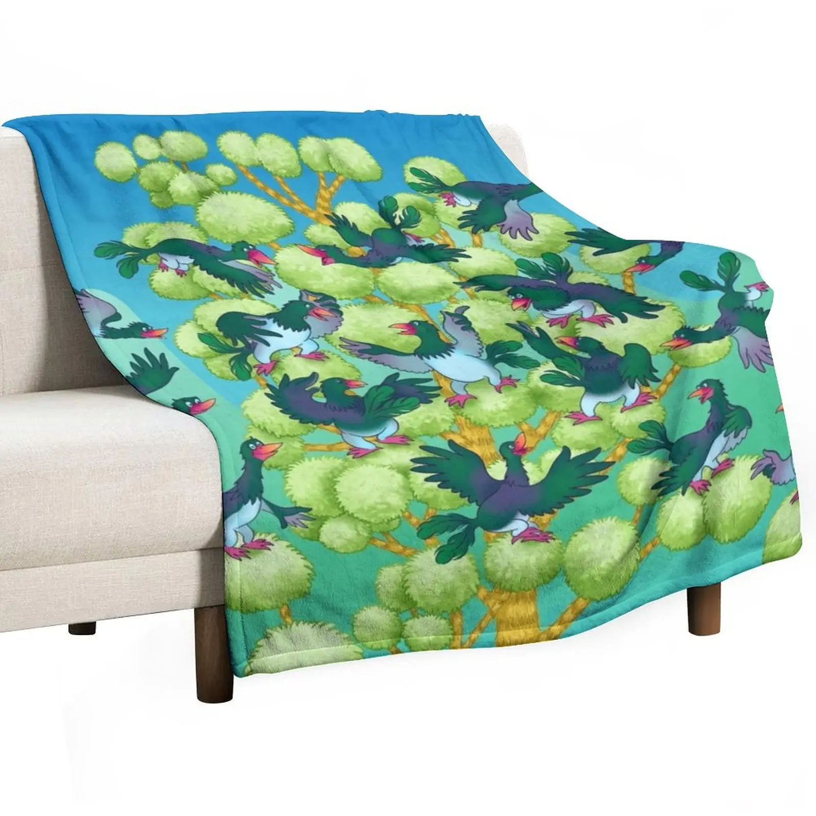 Kereru Flock in a Tree Throw Blanket Retros Soft Plush Plaid Personalized Gift Moving Blankets