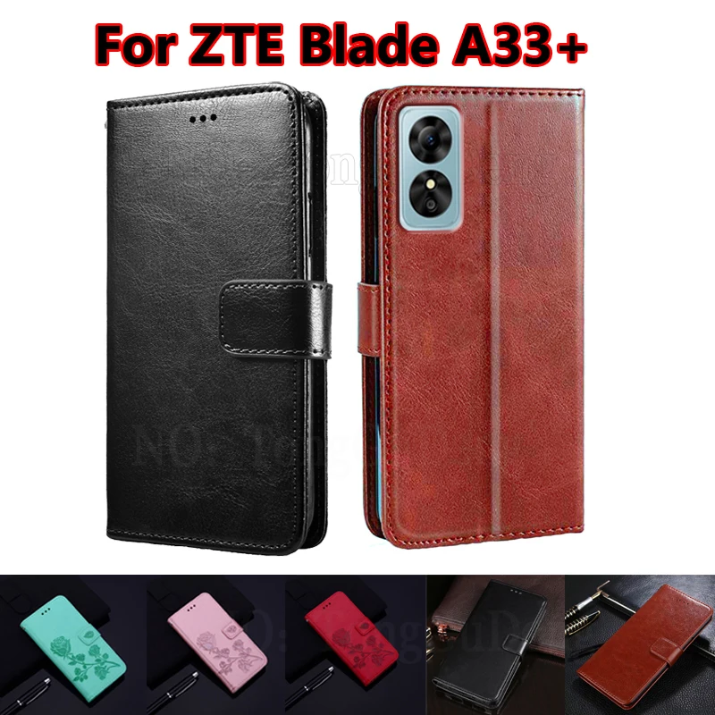 

Магнитный чехол-книжка для телефона ZTE Blade A33 + искусственная кожа, чехол-подставка, кошелек для Capinha ZTE Blade A33 Plus 2023 6,3 ", чехол Etui