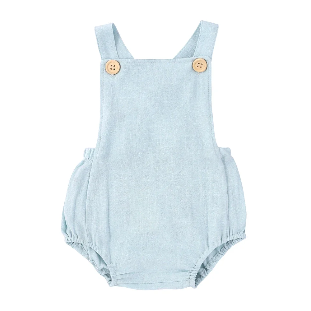 فتيات صغيرات يتدربن على المشي رومبير بلا أكمام الصلبة الرسن بذلة القطن الكتان playsuit ارتداءها وزرة ملابس الصيف وتتسابق 3-24 متر