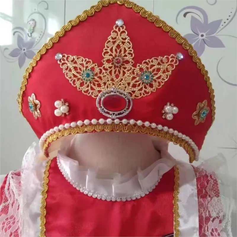 

Russian Traditional Headwear Folk Dance Hat Women Stage Performance Cap Headwear Ethnic Sequin Classical