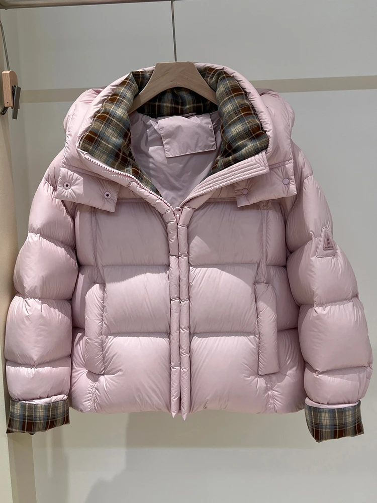 

Пуховик женский 95% пух, утепленный, с воротником-стойкой, с капюшоном, повседневный, модный, теплый, из нейлоновой ткани