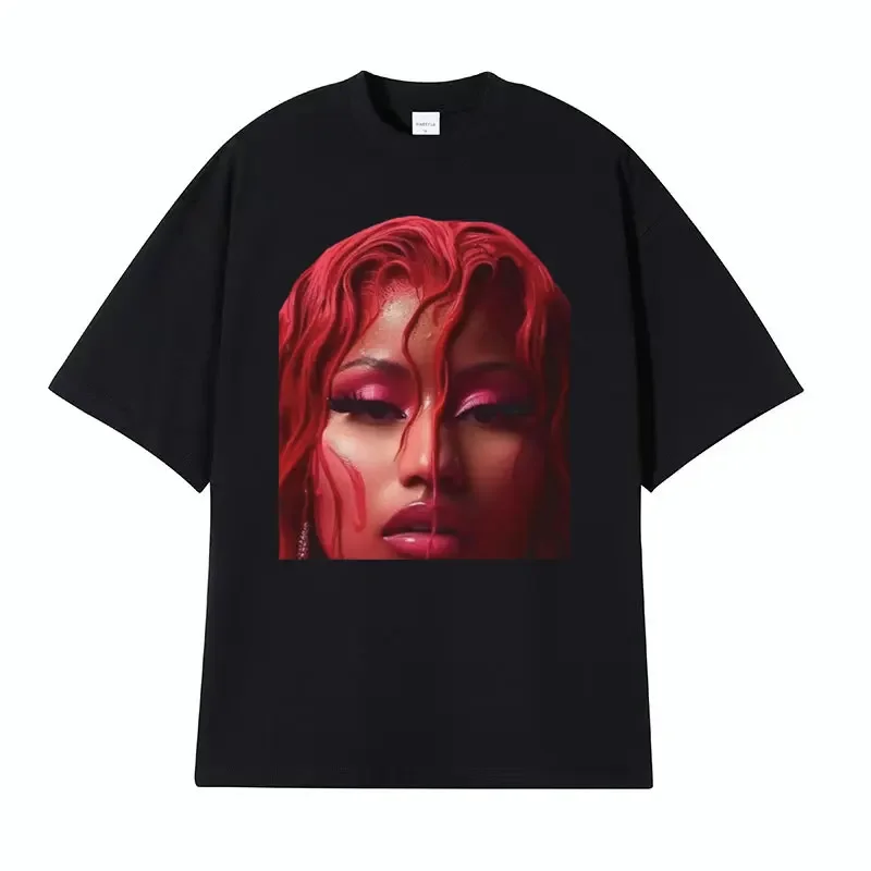 Rapper Nicki Minaj Fashion Aesthetic Tshirts Men Women's Casual Cotton Short Sleeve T-shirt Retro Hip Hop Oversized T Shirt Tops