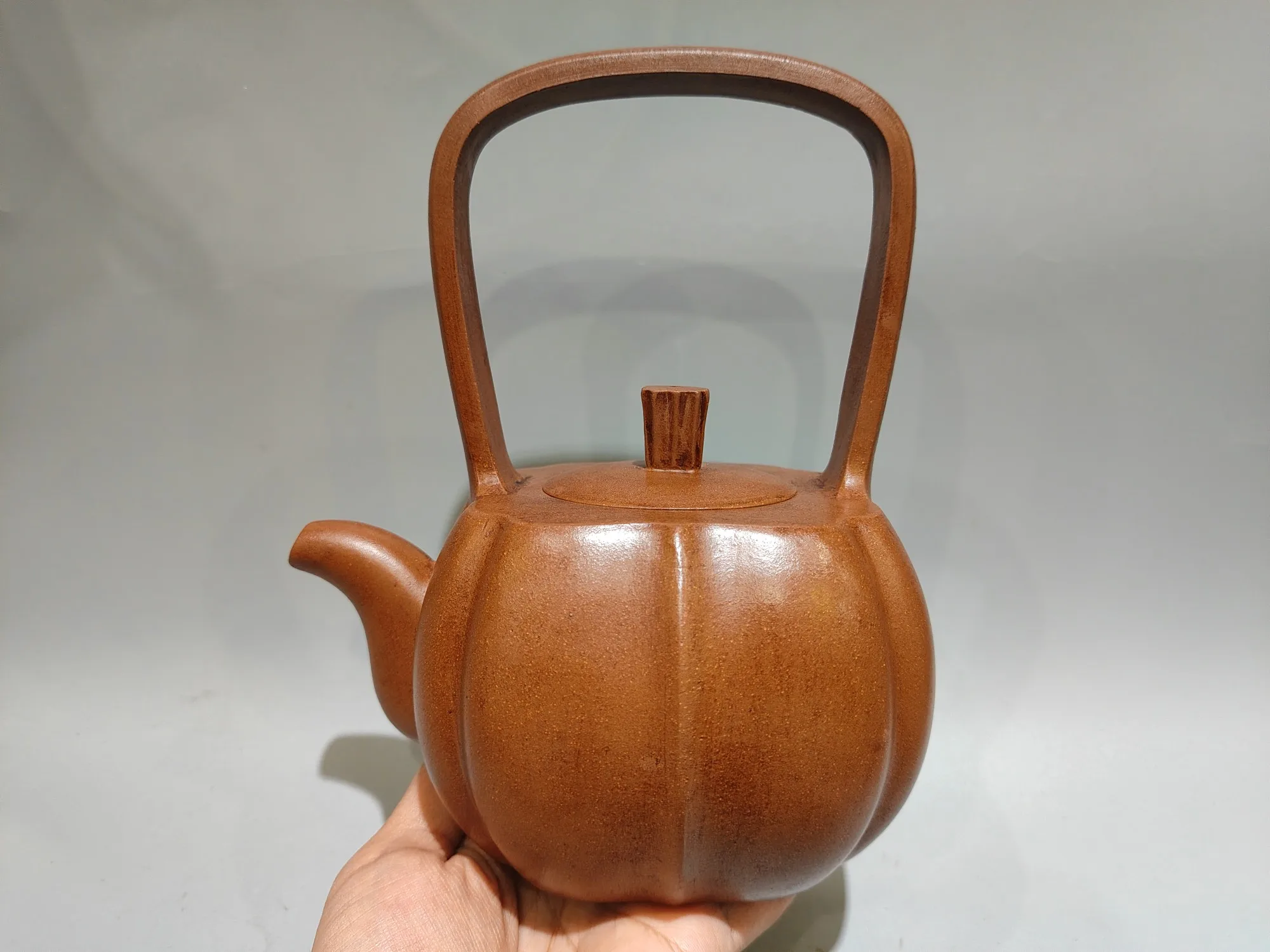 Purple Clay Teapot Yellow section sand and mud Square ribbed lifting pot Kettle Teapot Flagon Gather fortune Office