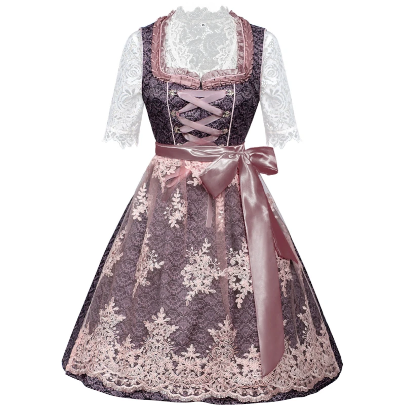 2026 Eur-USA Beer Festival Beer Dress for Women, Traditional German Bavarian Costume Women's Skirts,Halloween Lace Apron Outfit - Image 3