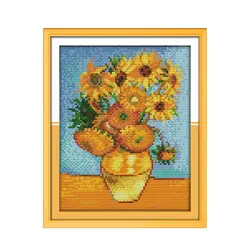 Kit punto croce per pittura al girasole di Van Gogh, seta di cotone animale, Aida Count, 18CT, 14CT, 11CT, ricamo fai da te, fatto a mano