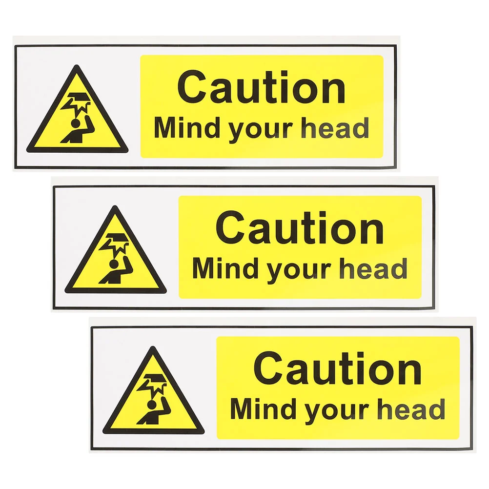 3 Pcs Decor Sticker Watch Your Head Caution Warning Low Overhead Clearance Labels Ceiling Stickers Decal Signs The