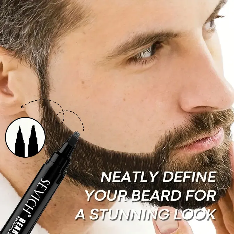 Beard Pen Filler Waterproof Beard Coloring Pen Double-ended Beard Pen Beard Enhancer Hair Line Cover Repair Mustache Styling Pen