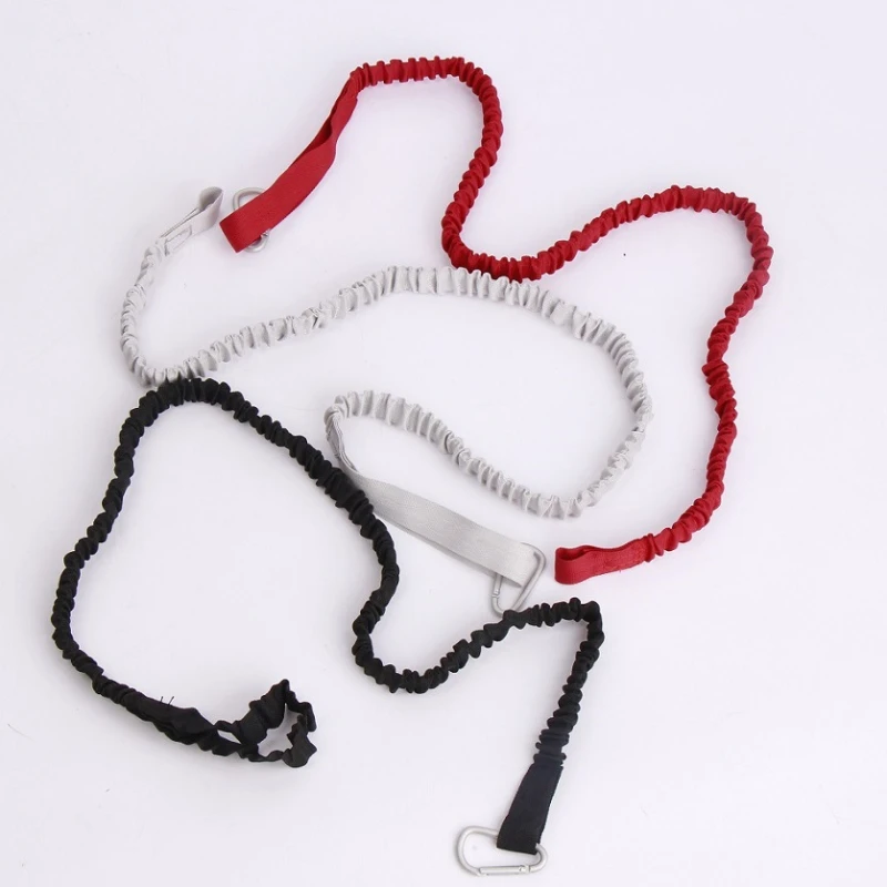 安全フック付きタイロープ カヤックパドルリーシュ 調節可能な弾性ストラップ バックル付き ポータブル カヤック カヌー サーフボード用