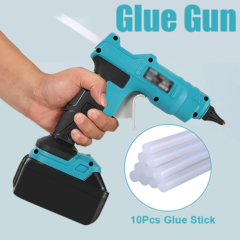 130W Electric Glue Gun For Makita 18/21V Lithium Battery Glue Gun Rechargeable Wireless Glue Gun With 10Pcs 11mm Sticks For Free