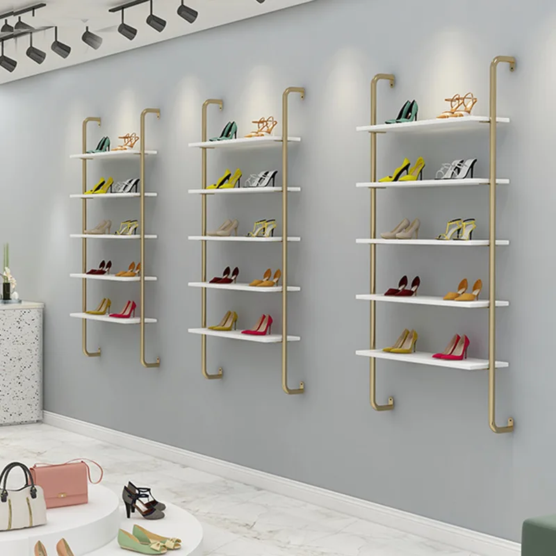 Shoe store shoe rack display rack, wedding dress window multi-layer shelf, women's clothing store bag rack, solid wood upper