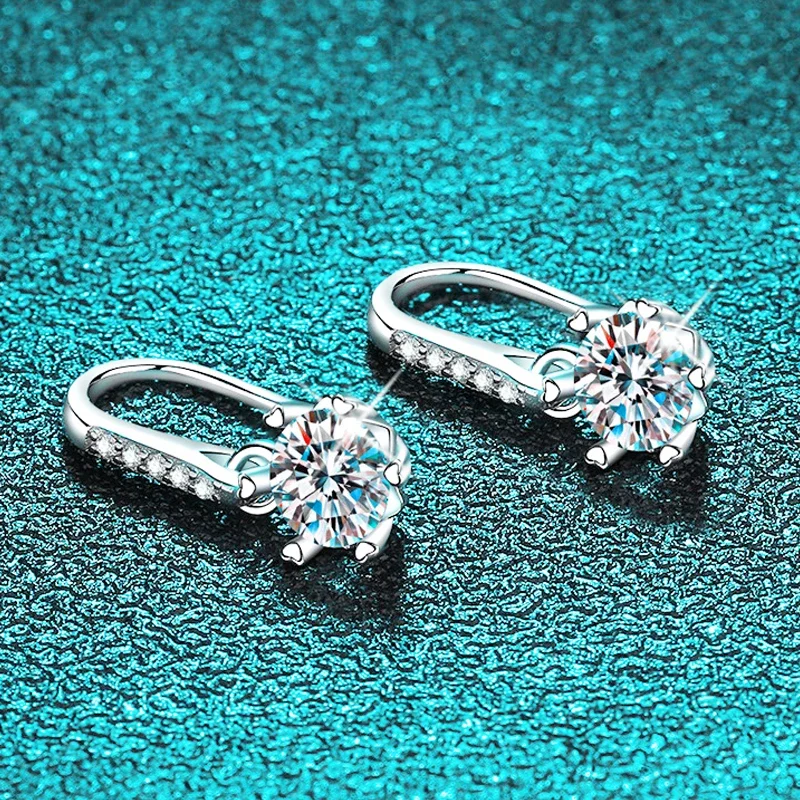 DRring 0.5CT 5mm 100% Genuine Moissanite Drop Earrings for Women D Color Snowflake Earrings S925 Sterling Silver Wedding Jewelry