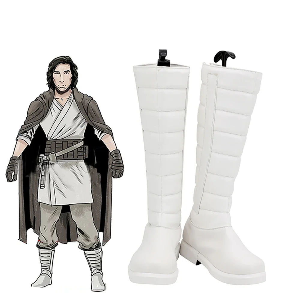 Stivali Cosplay Ben Solo scarpe in pelle bianca su misura di qualsiasi dimensione per adulti e bambini