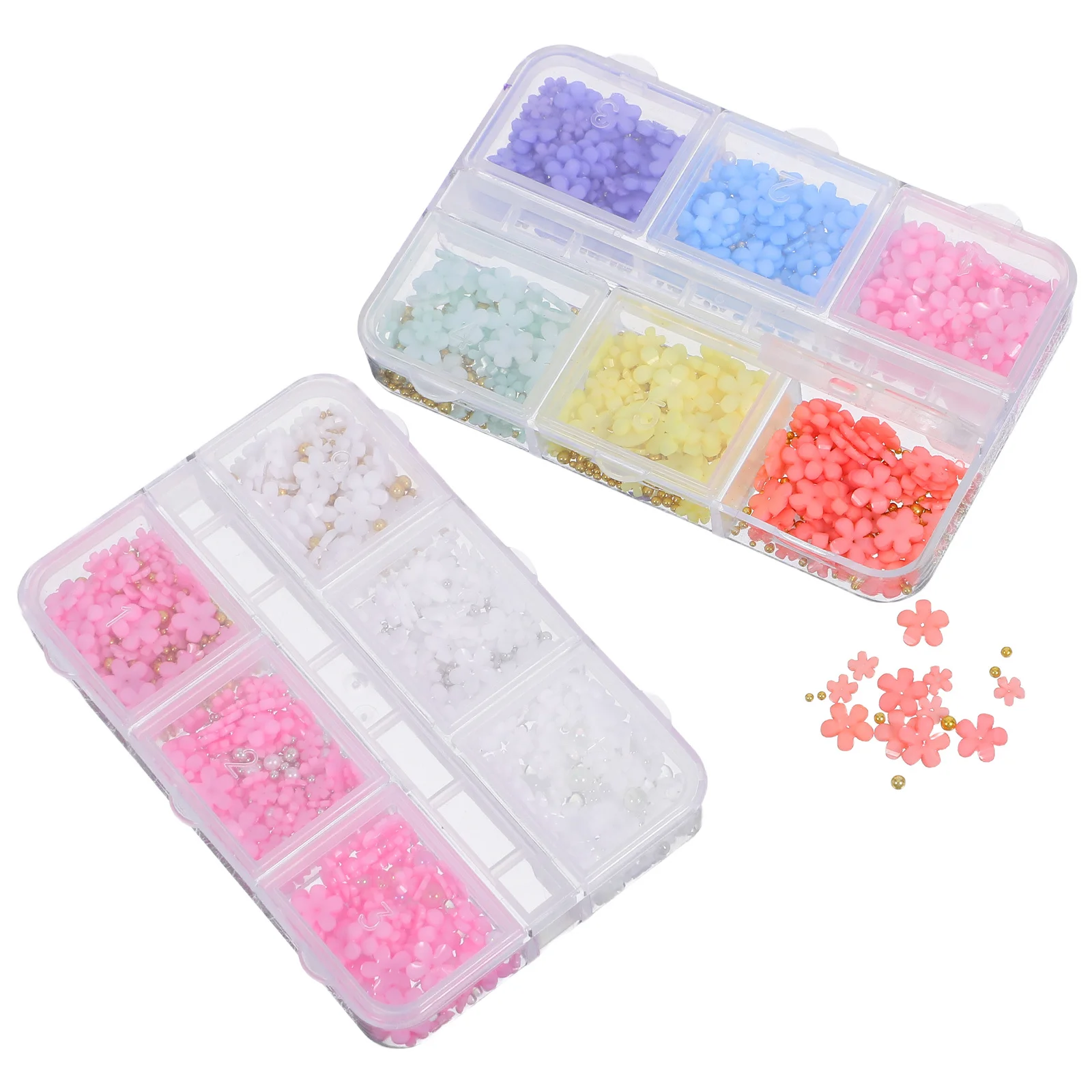 3D Flower Nail Charms Mixed Sizes Colorful Resin Artificial Pearls DIY Manicure Art Decorations Flower Nail Art