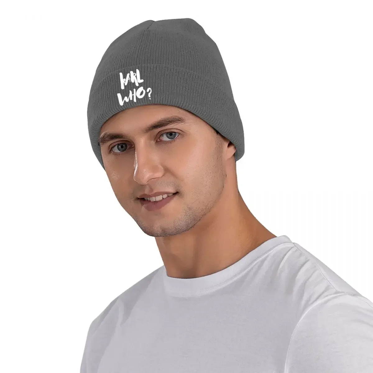 Karl Who Slogan Knitted Caps Women's Men's Beanies Autumn Winter Hat Acrylic Warm Cap