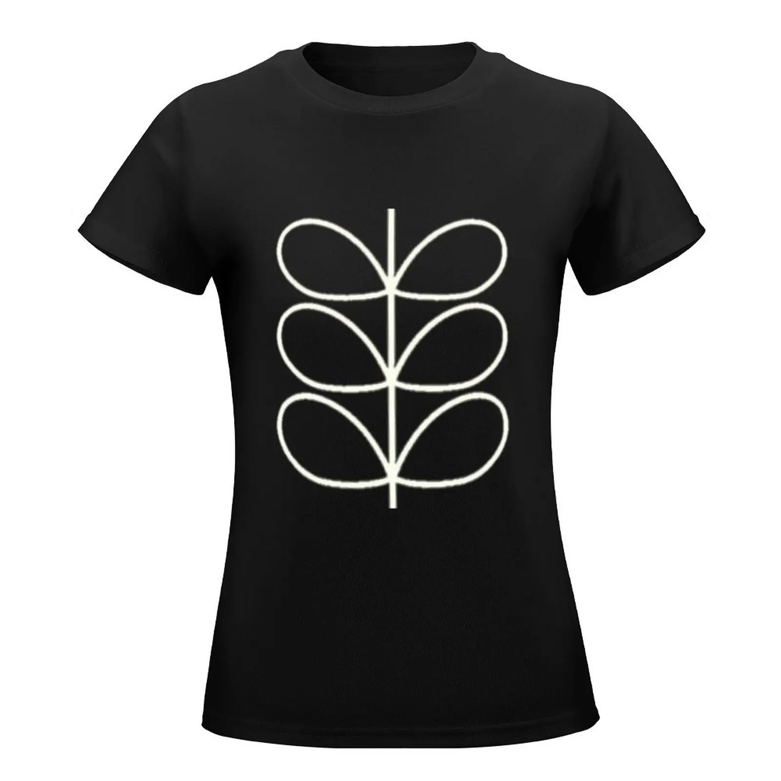 orla kiely linear stem,black, white T-Shirt summer tops cute clothes Aesthetic clothing Top Women