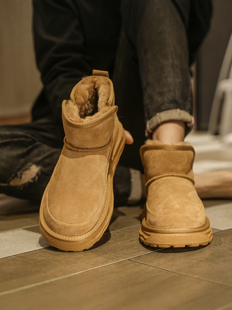 

Men's Winter Thickened Fleece Lined Snow Boots Outdoor Warm Waterproof Bread Shoe High Top Cotton Shoes for Cold Weather