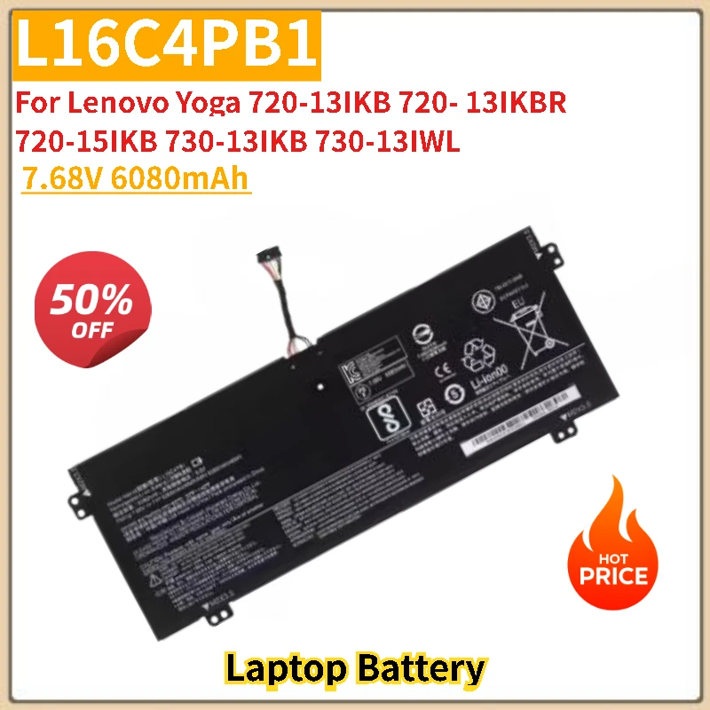 

L16C4PB1 Аккумулятор для ноутбука 7,68 В 6080 мАч для Lenovo Yoga 720-13IKB 720-13IKBR 720-15IKB 730-13IKB 730-13IWL Совершенно новый, высокое качество
