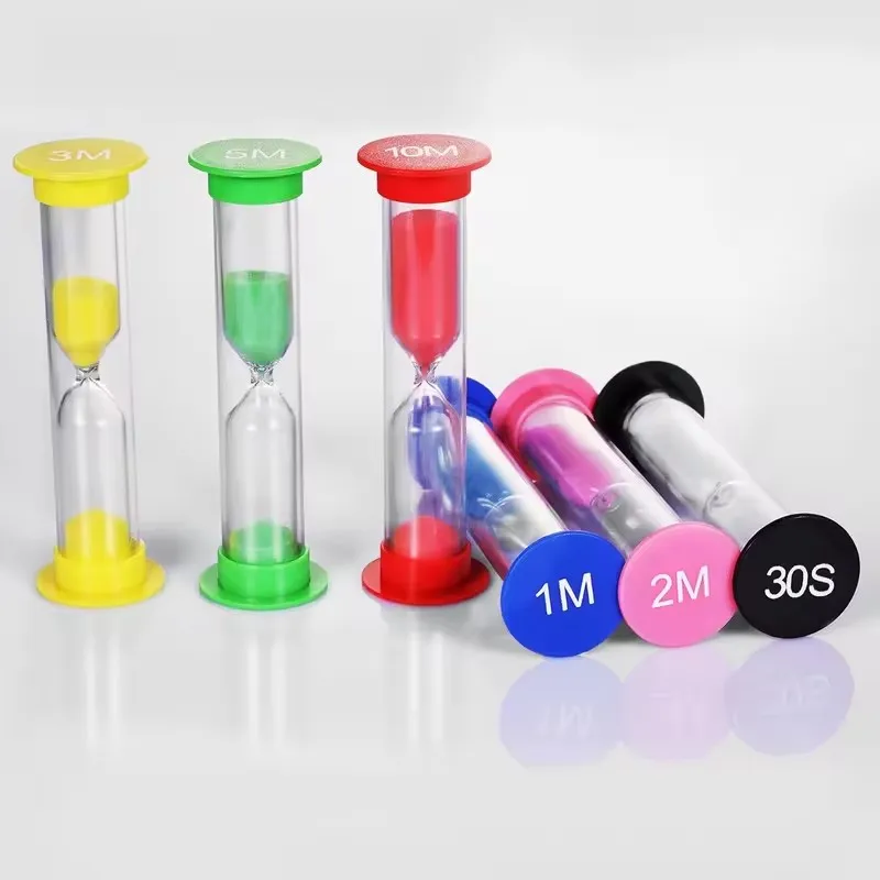 6Pcs 3-Minute Hourglass Colored Plastic Hourglass Ornament Child Tooth Brushing Creative Mini Timer For Brushing Teeth Clocks