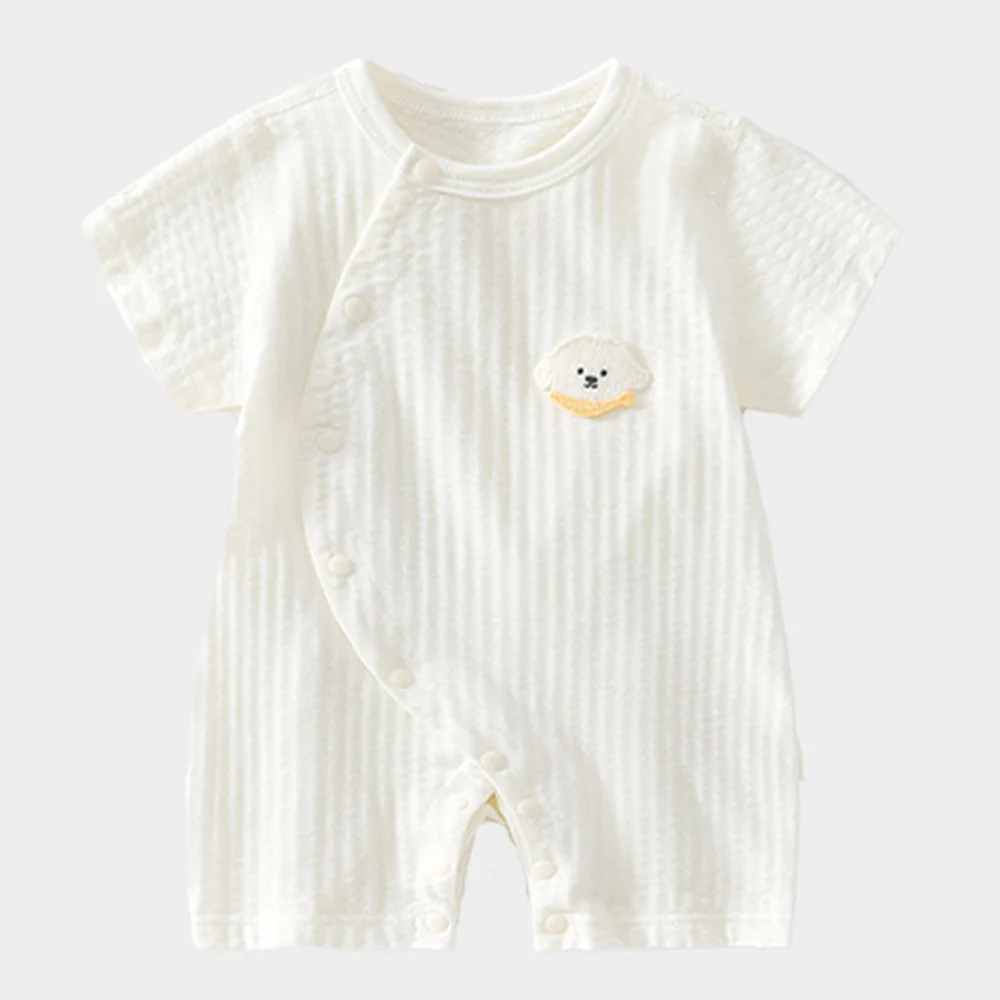 

Летняя детская одежда: хлопковый комбинезон для малышей, однотонный, с коротким рукавом, тонкий, унисекс, для мальчиков и девочек