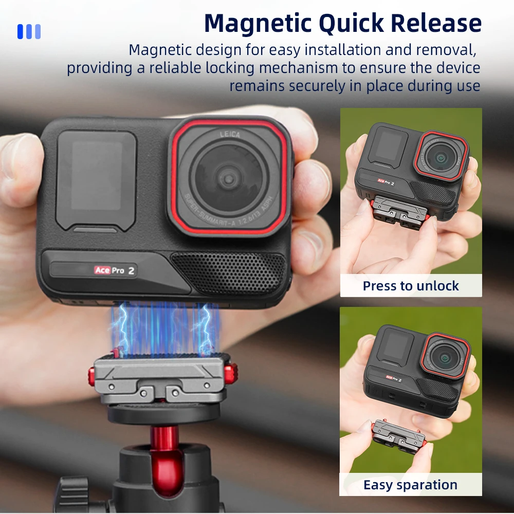 

X4 Metal Quick Release Dock for Insta360 Ace Pro 2 Magnetic Adapter Base Upper Cover Sport Camera Accessory