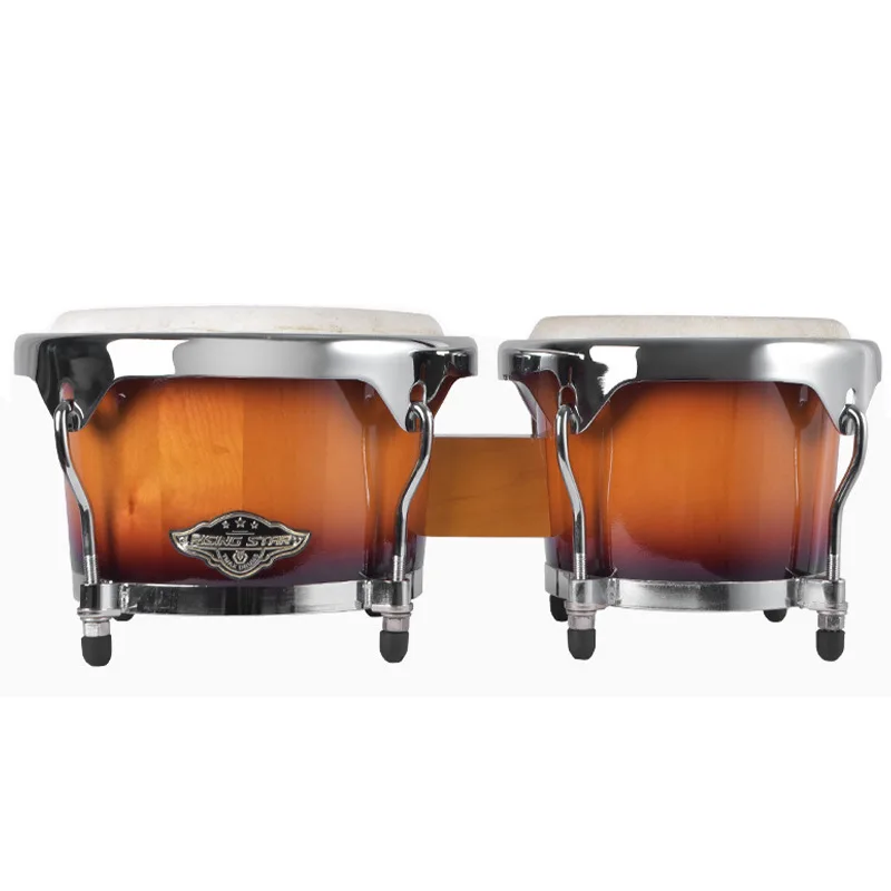 Bongo Drums 7 Inch 9 Inch, Professional Performance Level, Buffalo Skin, Tunable, Mahogany Wood, Percussion Instrument