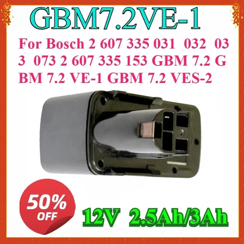

New High quality replaceable Battery For Bosch 2 607 335 031 032 033 073 2 607 335 153 GBM 7.2 GBM 7.2 VE-1 GBM 7.2 VES-2