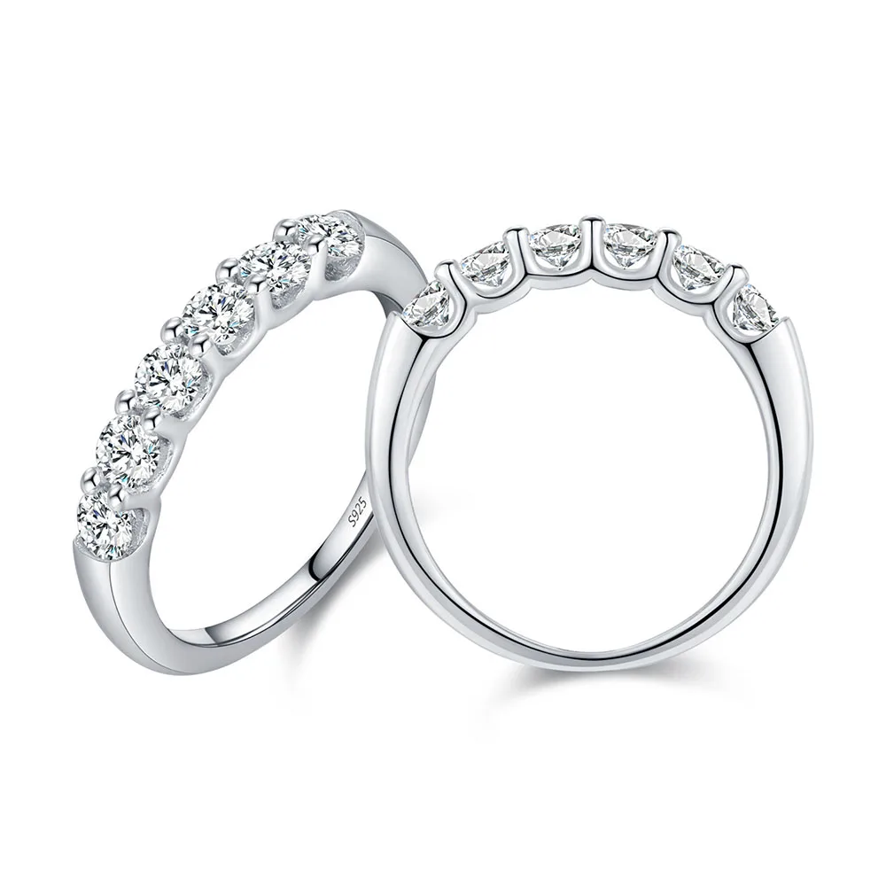 

Apexelle Brand Classic Jewelry 925 Sterling Silver Rings Round Moissanite Ring Elegant Wedding Band For Women Fine Jewelry