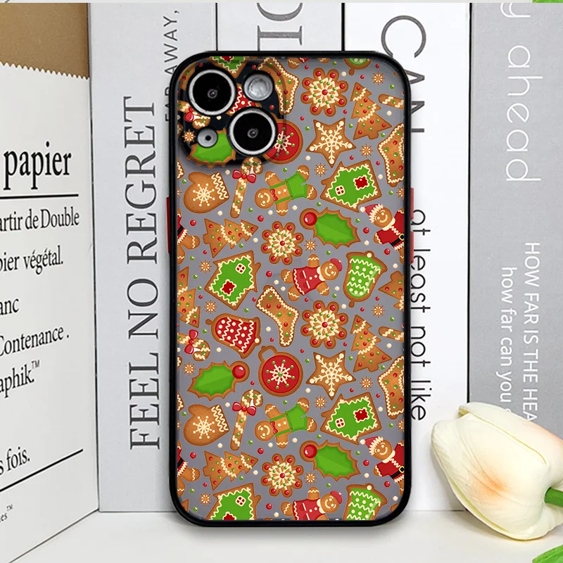 Engraçado natal temático gingerbreadman caso de telefone para samsung galaxy s25 ultra s24 fe s23 s22 plus s21fe 5g à prova de choque capa macia