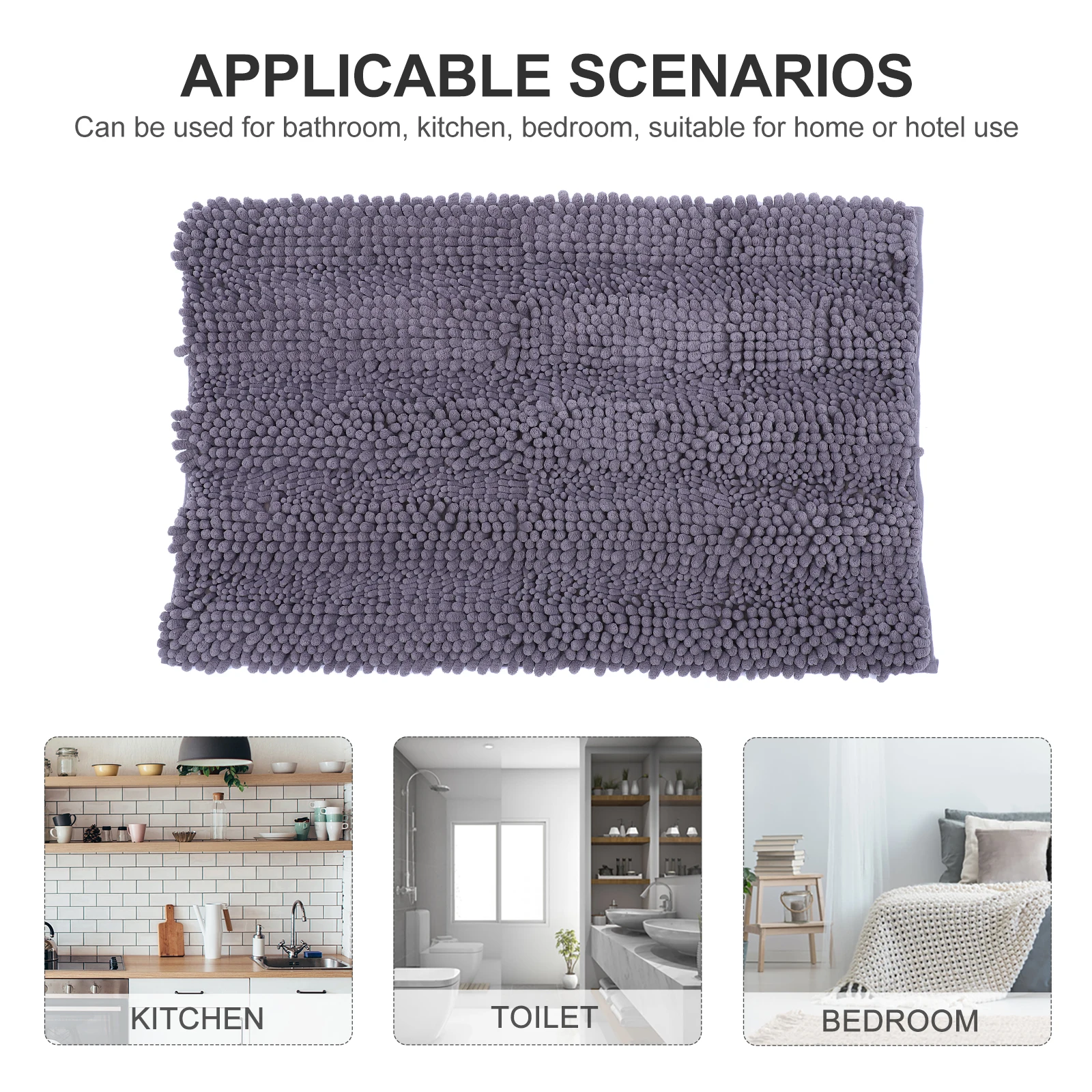 

Chenille Bath Rugs Extra Thick Non slip Bathroom Mats Shaggy Floor Carpet Soft Absorbent Easy Care Bath Room Accessories
