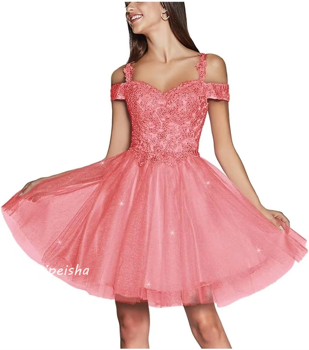 Tulle Sequined Ruched Party A-line Sweetheart Bespoke Occasion Gown Knee Length Dresses