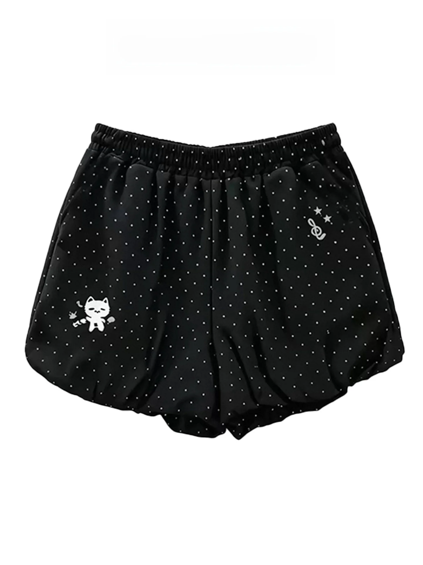 Cute  Embroidery Bubble Casual Shorts Women's Summer Outdoor Wear Student Wide Leg Bloom Skirt Pants High Waist Elastic Waist
