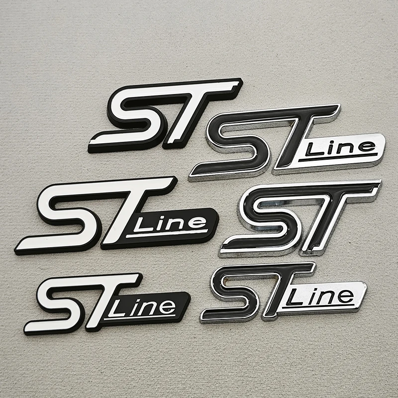 3D Metall Auto Styling ST Linie ST Logo Hinten Stamm Abzeichen Seite Fender Emblem Für Ford Focus Fiesta Mondeo Kuga Außen Zubehör