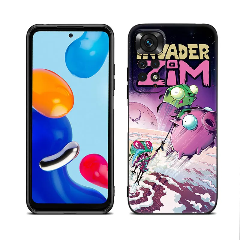 Funda de teléfono negra Invader zim para Xiaomi Redmi Note 12 + 11 11S 11T 11E 10 10T 5G 10S 9S 9 8T 7 6 Pro, funda de silicona