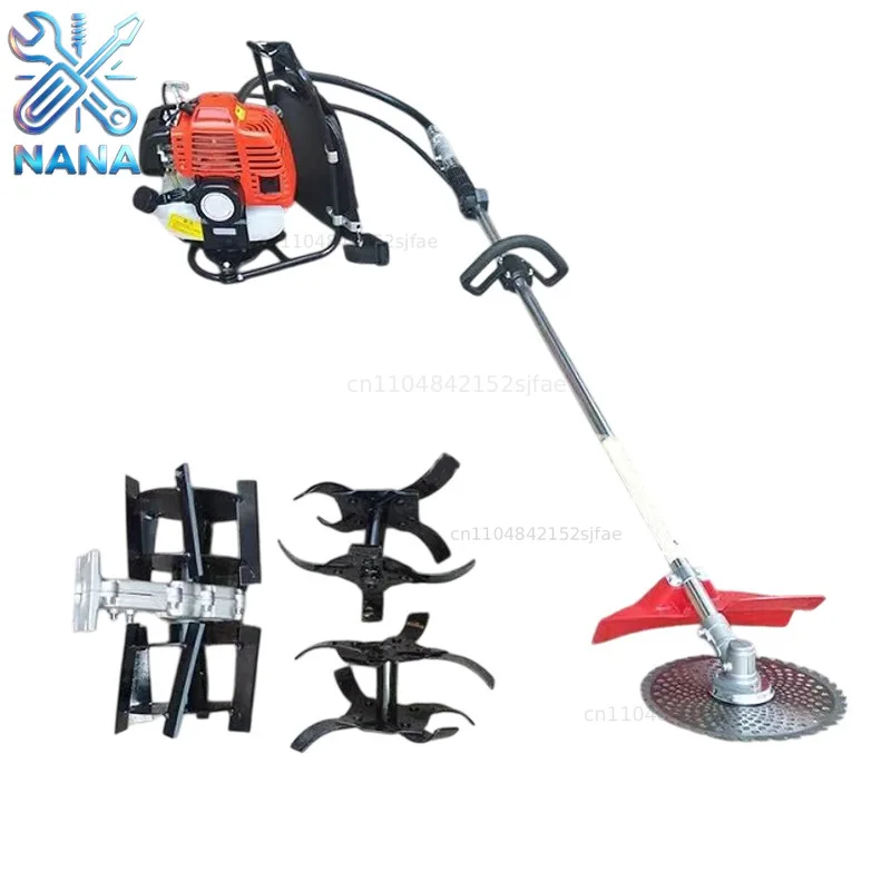 Hand-held Small  Petrol piggyback Two-stroke lawn mower Side-mounted