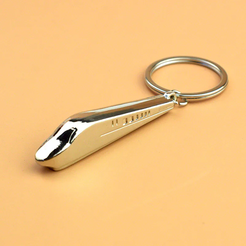 Fashion High Speed Train Model Keychain Zinc Alloy Simulation Cartoon Car Key Ring Small Gift  Accessory for Casual Daily Wear