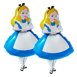 2 PCS Girl Balloon Princess Foil Balloon Birthday Balloons for Alice Wonderland Party Decoration Supplies