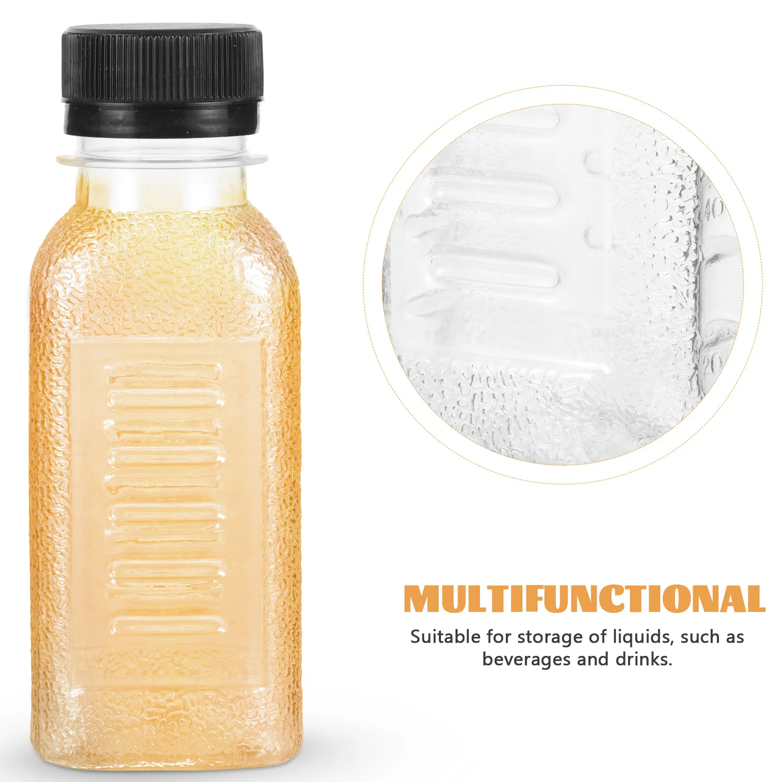

20Pcs Plastic Juice Bottles Reusable Transparent Portable Clear Beverage Storage Milk Bottles for School Workplace