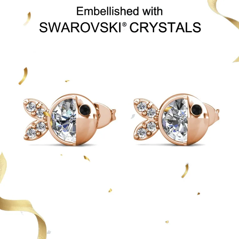 

Daisini серьги-гвоздики из стерлингового серебра 925 пробы с блестящими рыбками, украшенные кристаллами Сваровски для женщин и девочек, прекрасный подарок для нее 2025