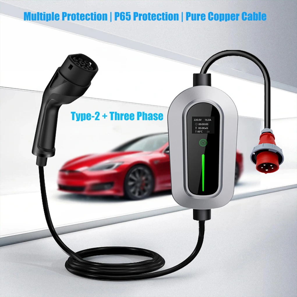 

EV Charger Type 2 16A 11kW Portable Portable EV Charger Car Charger Three-Phase CEE Industrial Plug