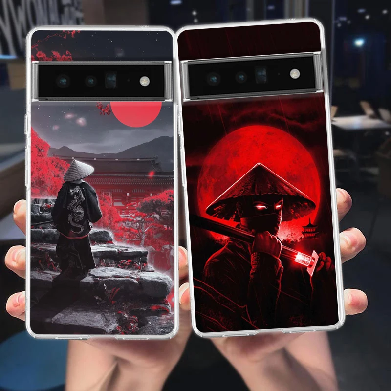 Japan Redsun Samurai bushido Phone Case For Google Pixel 8 7 6 Pro Soft TPU Shell For Pixel 6A 5 4 5A 4A 3A XL 5G Clear Cover