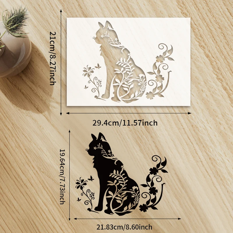 NUBECOM 1pc Cat Flower Painting Templates DIY Animal Patterns Graffiti Stencils Reusable Cat Pattern Decorating Craft Template