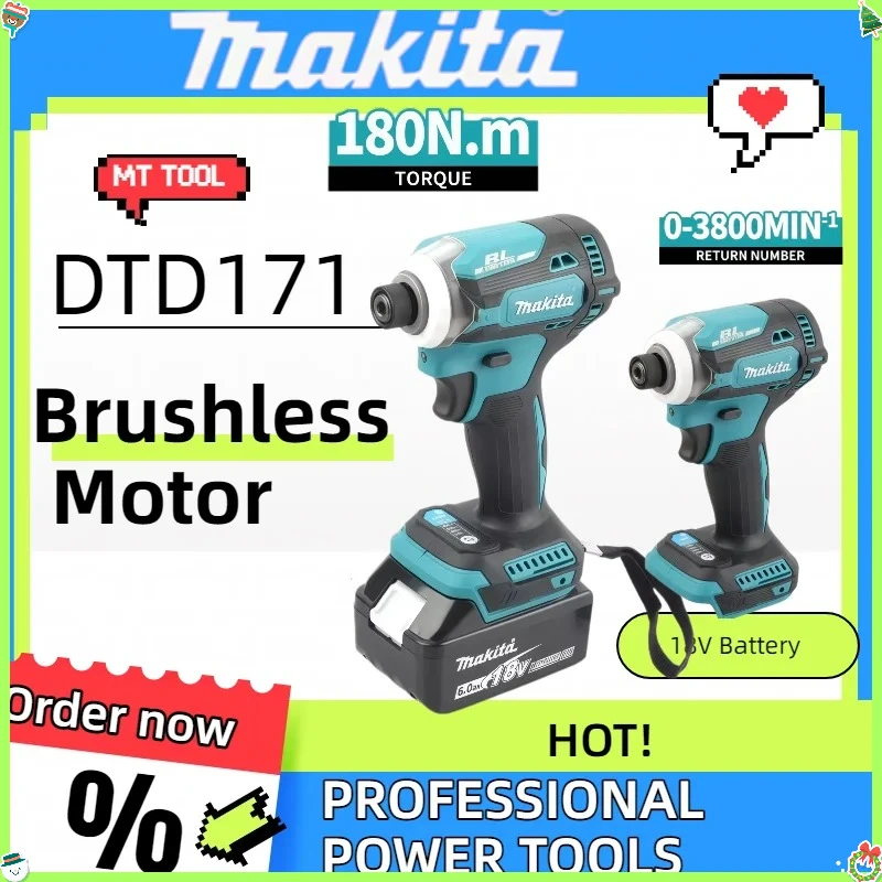 

Makita DTD171 18V Impact Driver Cordless Brushless Electric Screwdriver Rechargable Drill Driver Makita Power Tool