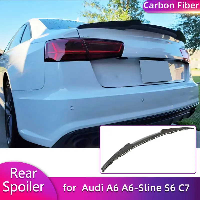 

Задний спойлер багажника из углеродного волокна, крылья для Audi A6 A6-Sline S6 C7 Sedan 2012-2018, гоночный задний спойлер, багажник, крыло, комплект кузова