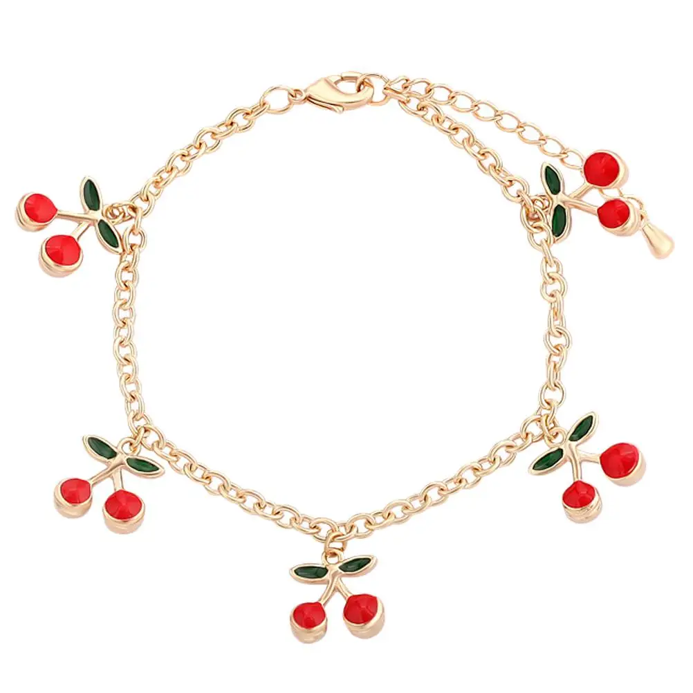 Pulsera de cereza, joyería de mano, pulsera de fresa para mujer, accesorios para niñas, Material duradero, regalo de cumpleaños elegante