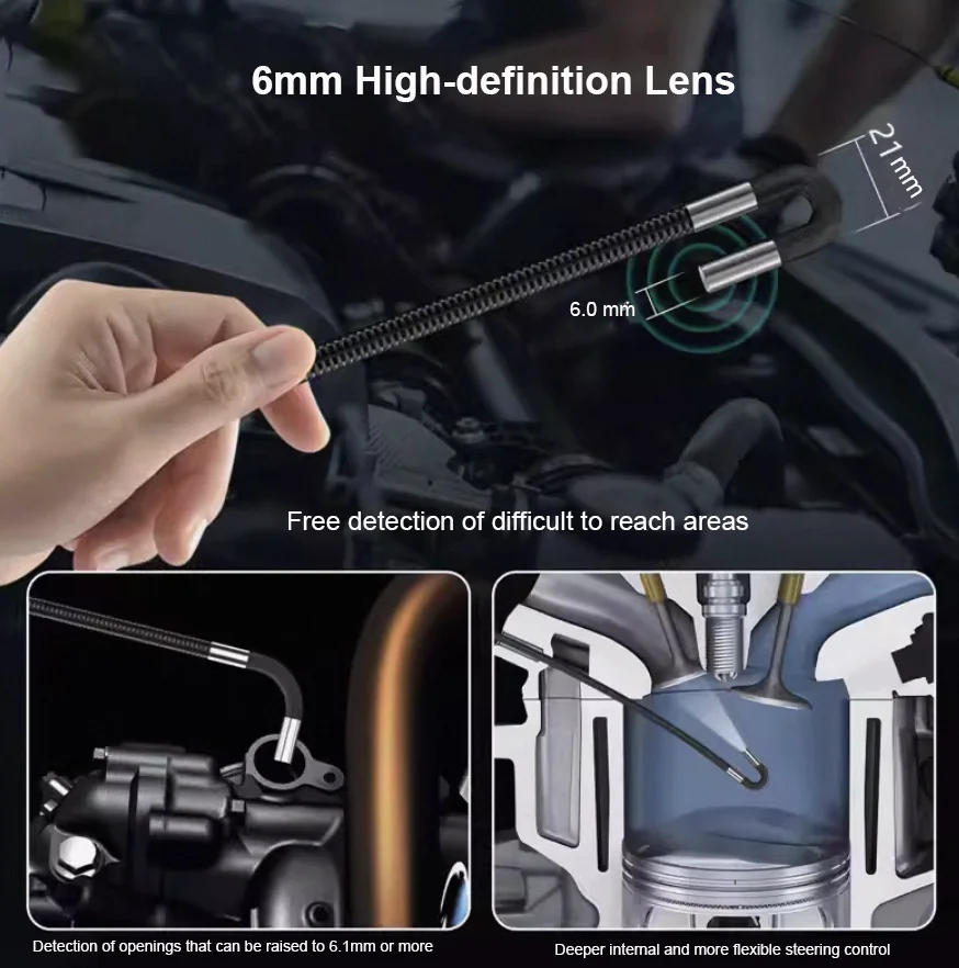 360 derajat artikulasi Borescope 7-Inch 3.9mm/6mm Monitor lensa mekanik inspeksi kamera artikulasi endoskopi industri