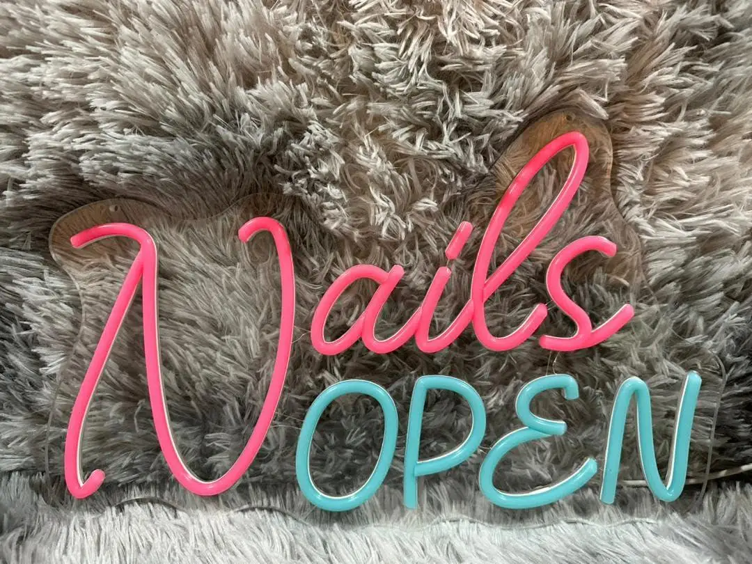 Nails Open Neon Sign USB Dimmable LED Light for Nail Salon Manicure Shop Business Window Storefront Display Wall Art Decor view 2